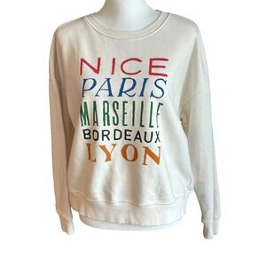 Maeve Phthalo Ruth Women's S Sweatshirt Crew Neck French Cities Ivory Multicolor